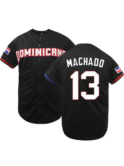 KTYSDE 2026 New #13 Baseball Jersey, Loose Fit Short Sleeve Shirt With Dominican Letter Embroidery, Suitable For Casual Daily Wear, Streetwear, Baseball, Golf Training, Holiday Gift Spring Sports