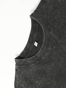 Disney UNIHLO   Mickey   Printed Summer Heavyweight Retro Washed Street Fashion Casual T-Shirt - 黑色 - 查看 3