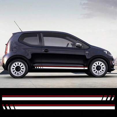 Car Door Racing Stripes Vinyl Decals Auto Side Skirt Sticker Decoration Accessories For Up Hatchback VW Move Up
