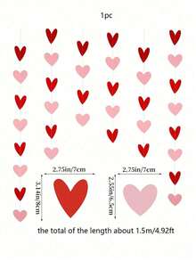 1pc Red & Pink Heart Wreath - Valentine's Day Decor, Romantic Paper Hanging Heart Banner, Suitable For Valentine's Day Decoration - Perfect For Party, Wedding, Engagement And Home Decor - Multicolor - View 4