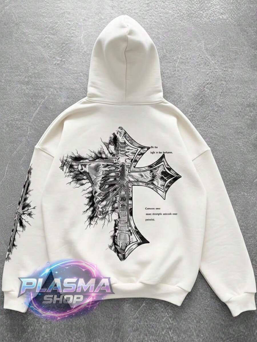 Comfortable Basic Sweatshirt For Everyday Wear Cross Religion God Art Streetwear Urban Culture Street Fashion Street Graffiti Tagging Skater Skateboarding Unisex Men's Women's Sweatshirt 50% Cotton 50% Polyester Top Premium Streetwear New Release Immediate Shipping Various Colors!! - 白色外層 - 查看 1