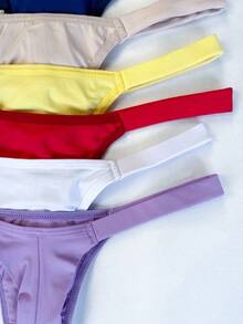 Set Of 5 Double String Bikini Panties, No Tan Lines, Lingerie, Women's Intimate Apparel, Thong With Straps, Sensual - 彩色 - 查看 9