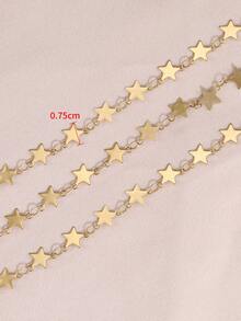 1米厚金色不锈钢五角星链，适合DIY制作项链和手链等首饰。 - 不銹鋼鏈條 - 查看 4
