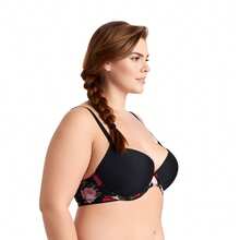 Women's Plus Size Perfect Shape Add 1 Cup Push Up Underwire Bras - Black Print, Black(2 Pack) - View 2