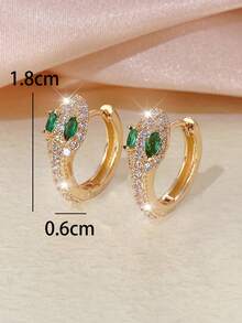 1 Pair Women's Earrings, Minimalist Delicate Synthetic Zirconia Hoop Earrings, Unique Design Versatile Earrings - Earrings - View 7