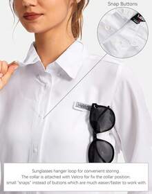 ¡RecomendadoCamisa de pesca con protección solar para mujer, ligera, con bolsillos con cierre, para excursionismo y safari¡Top de Temporada - Verde -Oliva - Ver 7