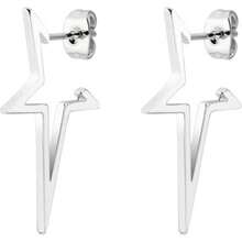 时尚独特个性化朋克极简主义尖刺吊坠耳环，男女皆宜 - 银色低过敏性吊坠耳环，可佩戴于耳骨，几何造型，适合各种耳廓。 - 銀色 - 查看 14