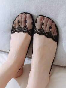 1/5/10双装双层透明蕾丝船袜 女士夏季超薄隐形半前掌高跟带设计 - 彩色 - 查看 13