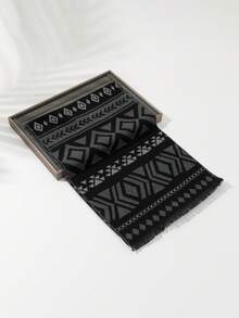 1pc Men's New Polyester-Cotton Herringbone Business Formal Overcoat, Wool Coat, Scarf - Multicolor - View 13