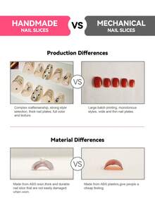 10PCS Women Nails Press On Nails Handmade Summer Nails Pink Green Floral Gold Line Design Acrylic Material Reusable Easy Apply Remove Ins Style Handmade Press On Nail Set With Nail Charms Nail Glue Nail Stickers - Multicolor - View 11