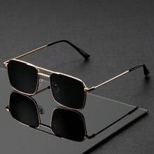 Retro Square Frame Men's Glasses, Slim Temples, Suitable For Business, Casual And Urban Commute - Multicolor - View 1