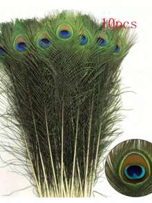 Handmade Artificial Peacock Feathers, Suitable For DIY Crafts, Vase Filler, Elegant Home Decor, Party And Wedding Decorations, Holiday Crafts | Classic Design | Handcrafted Details, Peacock Decoration - Multicolor - View 14