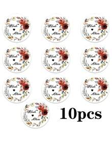 1/2/4/6/10 Pc  Personalized Custom Names: Handmade Round Wooden Coasters, Wedding Coasters | Custom Name Wreath Design, Ideal For Weddings, Table Decorations, Wedding Favors, Gifts, And Valentine's Day Decorations - Beige - View 9
