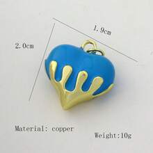 1pc Copper Fashionable Elegant Heart Shaped Pendant, DIY Bracelet Necklace Earring Jewelry Accessory - Multicolor - View 17