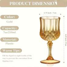 1/3只装 8盎司金色图案香槟杯，防滑可重复使用香槟杯，适用于活动、派对、餐厅、婚礼、周年纪念、节日等场合。 - 彩色 - 查看 3