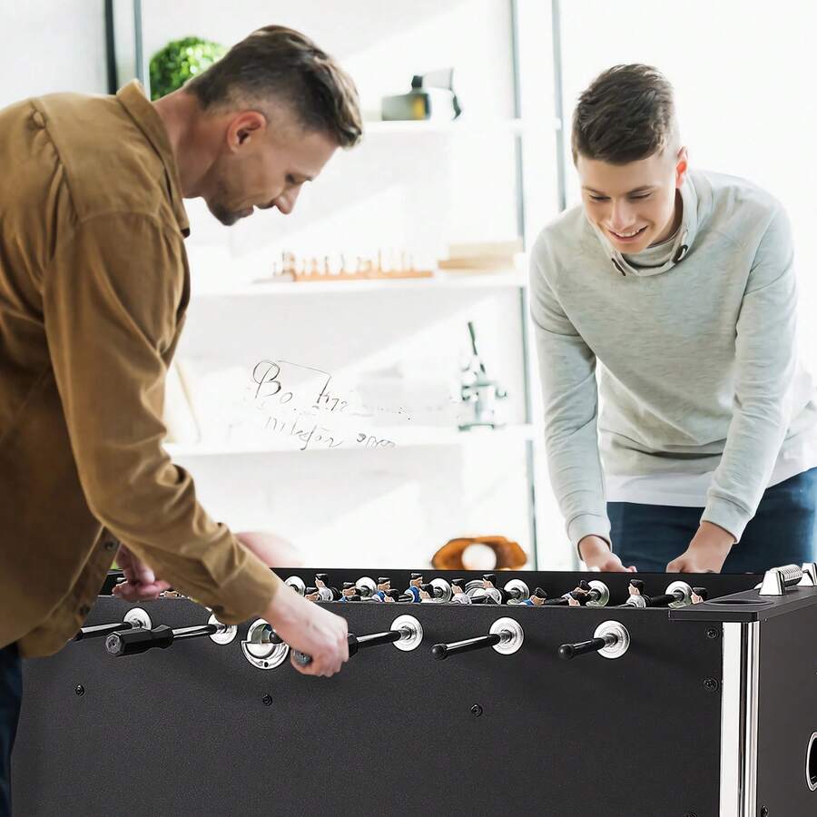 Foosball Table, 55 Inch Standard Size Foosball Table, Indoor Full Size Foosball Table For Home, Family, And Game Room, Soccer With Foosball Table Set, Includes 4 Balls And 4 Cup Holders - Black - View 1