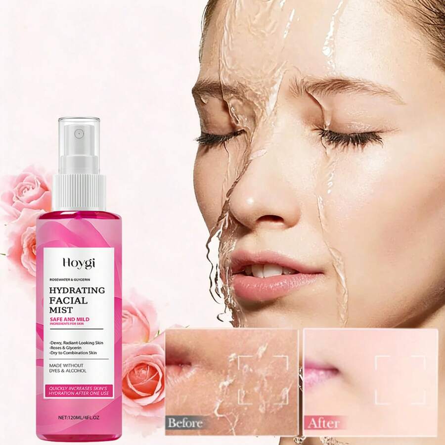 Rose Moisturizing Facial Spray, Gently Care For Facial Skin, Moisturize And Hydrate, Wet Compress Water, Soothe And Repair, Facial Care - Hồng - Xem 1