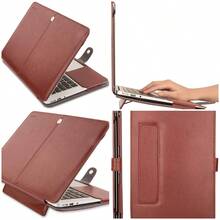 Funda Protectora Compatible con MacBook Air 13 Pulgadas A1369/A1466 Versión Anterior 2010-2017,Premium PU Cuero Libro Folio con - Marrón - Ver 1