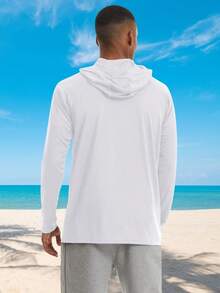 Cotrasen Men's UPF50+ Hooded T-Shirts Long Sleeve Sun Protection Rash Guard Breathable Lightweight Tee Shirts Outdoor UV Tops - 白色 - 查看 3