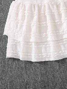 Left Mama Tween Girls' Sweet Versatile White Camisole Top And Ruffled Skirt Set, Suitable For Beach, Vacation And Travel In Summer - White - View 8