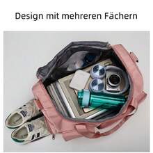 1 Stück Multifunktionale Tasche mit Mehreren Taschen, Einfarbig, mit Verstellbarem Schultergurt und Reißverschluss Hinten, Für Damen Gepäcktasche, passend für Urlaub, Reisen, Sport, rosa Tasche für Schule, Schul-Zubehör, Schulsachen - Grau - Übersicht 4