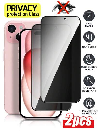 3 piezas Película de protección de privacidad de dureza 9H, protector de pantalla de vidrio templado, protección ultra resistente talla grande duradera, textura fina antideslizante, ajuste invisible ultra delgado, resistente a los arañazos de los botones, protección de privacidad de cobertura completa, retraso del envejecimiento de la pantalla, compatible con fundas de teléfono, adecuado para iPhone 17/17 Air/17 Pro/17 Pro Max, 11/12/13/14/15/16 y otros modelos