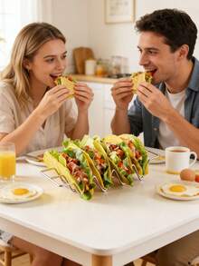 1个/3个装不锈钢墨西哥卷饼架，墨西哥卷饼架，不锈钢墨西哥卷饼支架托盘式，多格墨西哥卷饼架，三明治架桌面收纳架墨西哥煎饼架玉米饼卷夹子工具，墨西哥卷饼架 - 彩色 - 查看 4