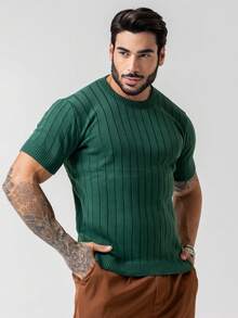 TRICOT DE LUXO Men's Lightweight Textured Knit T-Shirt, High Quality, Spring, Summer, Autumn, Premium Quality - màu xanh lá - Xem 7
