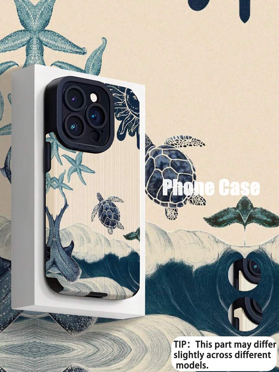 1pc Minimalist Personalized Ocean Element Vertical Stripe Faux Leather Texture Classic Anti-Slip Anti-Drop Soft Protective Phone Case, Suitable As Gift For Friends And Lovers, Compatible With Apple And Phones 17/17AIR/17PRO/17PROMAX - Multicolor - View 1