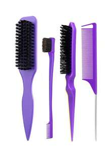 Leopard Print Glossy Backcombing Brush Set, Smooth Brush Can Control Frizz & Flyaways, Create Sleek Ponytail & Bun, Hair Styling Accessories For Women - Multicolor - View 16