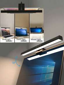 1pc 50cm/30cm Black/White Computer Monitor Light Bar, Clip-On Screen Lamp, LED Screen Light Strip For Study, Reading And Work Area, Dimmable Timer Display Lamp, Suitable For Desk/Office/Home/Gaming Touch Screen, Eye Protection Monitor Clip Light - Multiple Styles - View 3