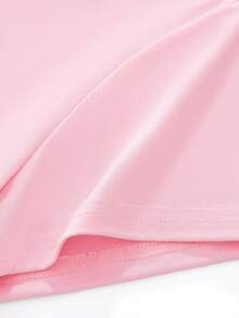 Young Girl Summer Casual Solid Color Round Neck Short Sleeve T-Shirt - Pink - View 5