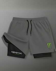 GDA 2-In-1 Dry-Fit Compression Shorts - (MONSTER 02) - 灰色 - 查看 2