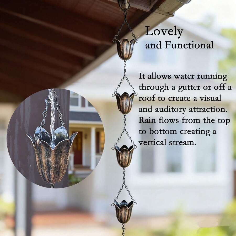 High-Quality Metal Rain Chain, Outdoor Roof Drainage Chain, Decorative Rain Water Downspout Suitable For Garden, Terrace, Balcony, Eaves - Bluebell Rain Chain - View 1