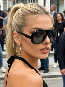 1 pièce Lunettes de style pilote rétro européen et américain, accessoires d'été, accessoires pour cheveux, prix réduits, essentiel pour les voyages - Multicolore - Voir 4