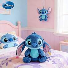 Disney Ba lô hình búp bê nhồi bông Stitch chính hãng, tư thế ngồi với tai có thể cử động, gối nhồi bông Stitch, quà sinh nhật, đồ trang trí nhà cửa, phụ kiện phòng ngủ, thích hợp cho tương tác cha mẹ - con cái, quà tặng búp bê, quà lưu niệm. - Màu xanh lam - Xem 9
