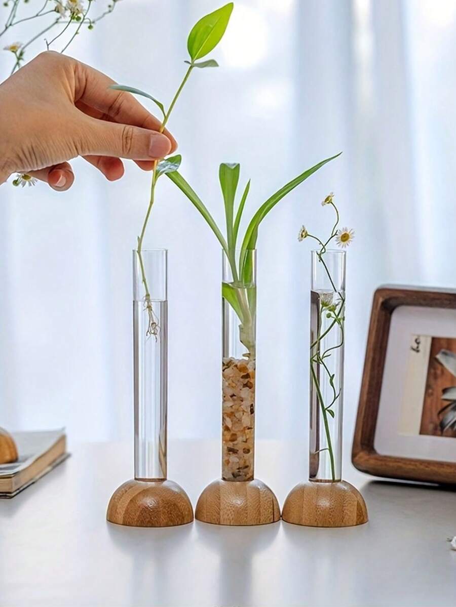 1个水培花瓶，创意透明花瓶，适用于客厅、卧室、浴室花卉装饰