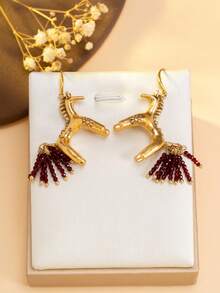 1 Pair Retro Distressed Horse Shaped Earrings, French Animal Tassel Earrings, Luxury Personalized Design Earrings - Multicolor - View 2