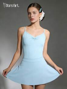 DonsGirl 1 件女士提臀 A 字形芭蕾舞裙 - 淺藍色 - 查看 9