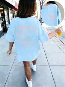 这款少女“神在她里面，她必不跌倒（诗篇 46:5）”标语印花T恤，面料柔软舒适，适合女孩旅行、度假、户外运动、日常穿着、休闲出行等场合，是春夏时尚少女休闲百搭上衣的理想之选！ - 淺藍色 - 查看 3