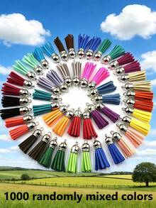 10/30/50/100/200/300/500/1000pcs Random Mixed Color Tassel Keychain, Leather Tassel Suitable For DIY Keychain, Pendant, Jewelry Making And Craft Supplies - Multicolor - View 24