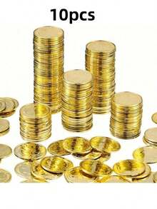 50 件塑料海盗硬币寻宝假金币派对礼品海盗冒险主题派对用品，圣诞礼物 - 彩色 - 查看 14