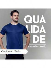 Kit 5 Camiseta Masculina Dry Fit Academia Treino Corrida Ciclismo Básica Blusa Lisa Camisa Malhar Dia A Dia - Azul Marinho - Visão 4