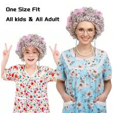 Days Of School Old Lady Wig Costume Kids Girl, Grandma Wig Costume For Kids Girls, Granny Costume Gay Wig With Accessories For Halloween Cosplay - Color A - 查看 7