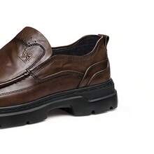 CAMEL CROWN 男士乐福鞋，舒适休闲男士真皮软底商务乐福鞋 - 棕色 - 查看 3