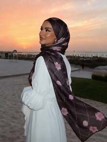 1pc Women's Bohemian Style Digital Print Headscarf/Hijab, Casual Versatile Scarf, Suitable For Daily Wear, Breathable And Lightweight - Multicolor - View 6