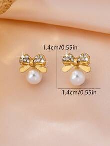 1 Pair Classic Elegant Minimalist Bow Earrings, Versatile For Women - Multicolor - View 6