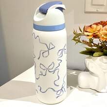OwaIa(Blue Bow) Double-Drink Insulated Stainless Steel Outdoor Sports/Travel Water Bottle, 32OZ/945ml Large-Capacity Bicycle Water Bottle, 100% Leak-Proof Sports Water Cup With Lock Cap, Suitable For Outdoor Sports, Cycling, Office, Home, Car, Camping In The Wilds, And Traveling,Bottle Drinkware Flasks-The Best Gift For Her/Him On Halloween, Christmas And New Year - Blue ribbon - 查看 6
