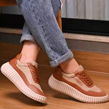 Women's Casual Platform Sneakers - Stylish, Comfortable, Lightweight, Soft - Blogger Style - 摩卡棕 - 查看 4