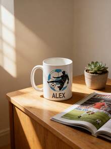 1pc Personalized Football Player Mug, Customized Name Coffee Cup, Football Fan Dad Husband Boyfriend Gift, Sports Ceramic Mug, Birthday Father's Day Anniversary Gift, Home Office Breakfast Gaming Daily Use - White - View 7